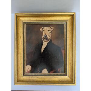 Henry Pealani Anthropomorphic Airedale Terrier Oil Painting Framed DogGentleman